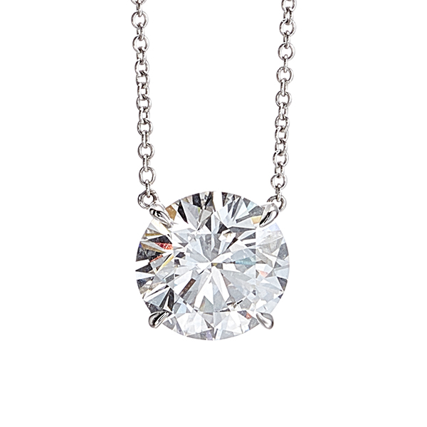18K Diamond Solitaire Pendant on Cable Chain